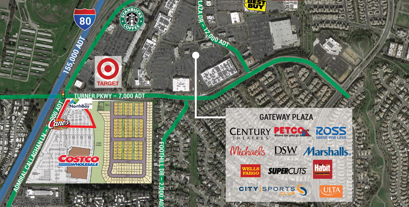 <b>One Space Remaining<br />
at Costco Anchored Development</b><br />
Fairview Plaza – Vallejo, CA<br />
